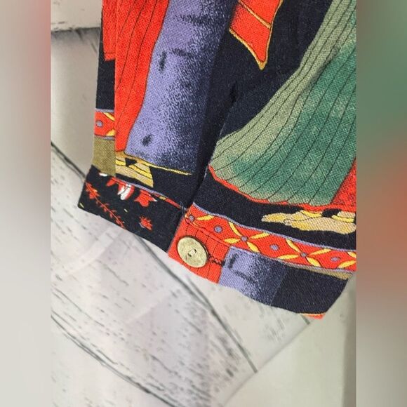 Xiang Xiang ethnic cotton long blouse/ dress with horses and tree of life M - Picture 5 of 8